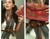 Red Leather Hand Tooled Flower Clutch
