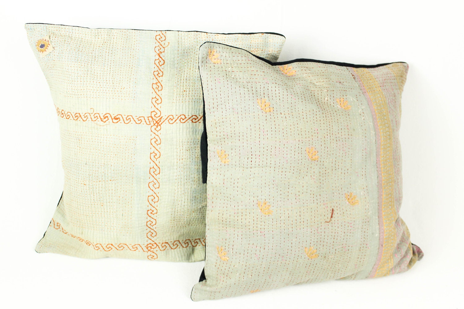 2 Vintage Quilt Pillows in 16x16 - 50