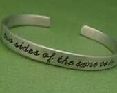 Merlin Inspired - Two Sides Of The Same Coin - A Hand Stamped Aluminum Bracelet
