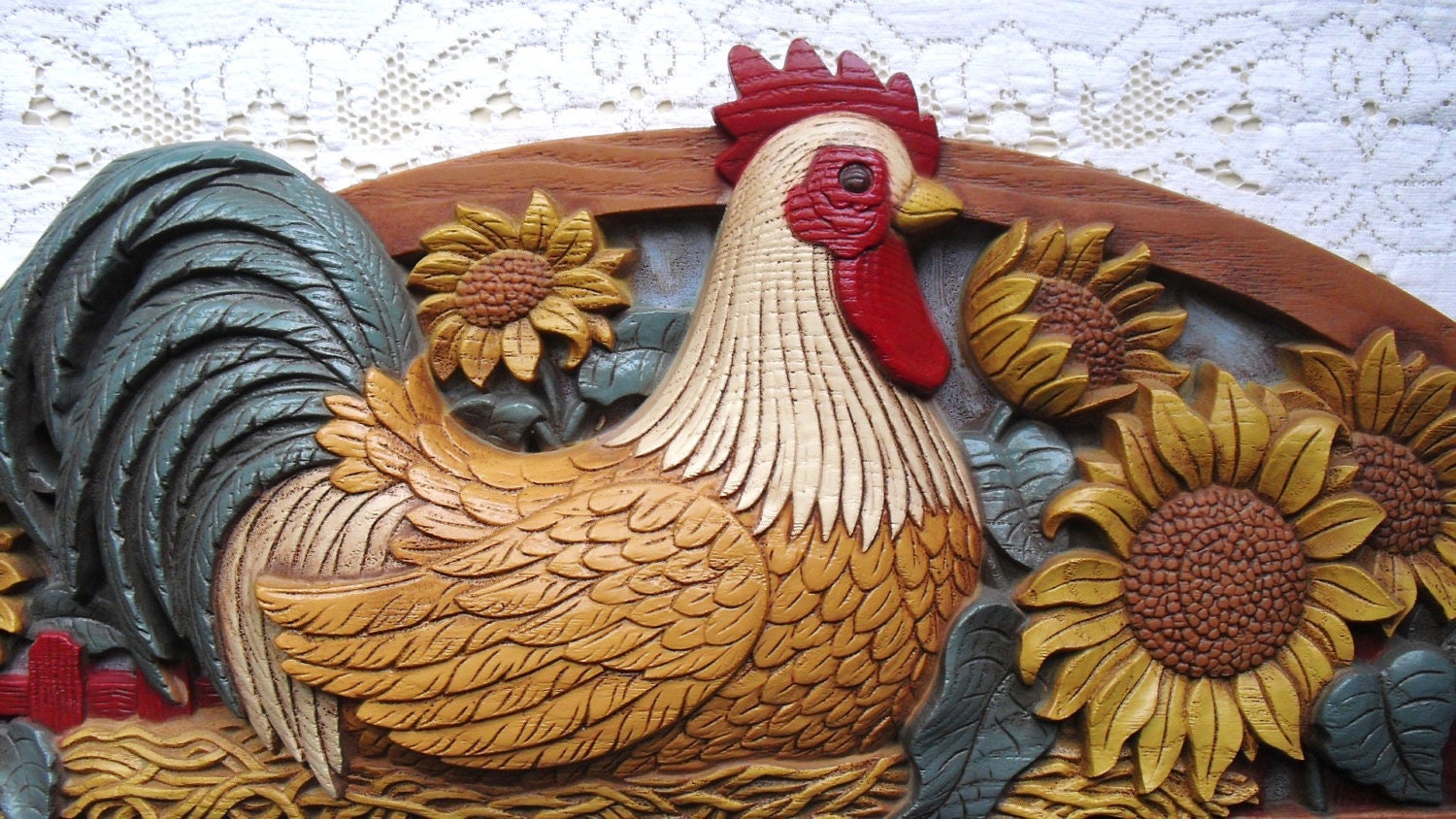Vintage French Country Rooster Wall Plaque