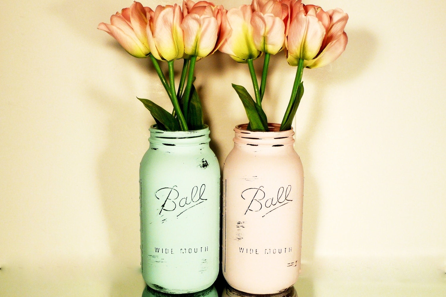 Long Board Love - Spring Wedding Decor - Large Painted Ball Mason Jars