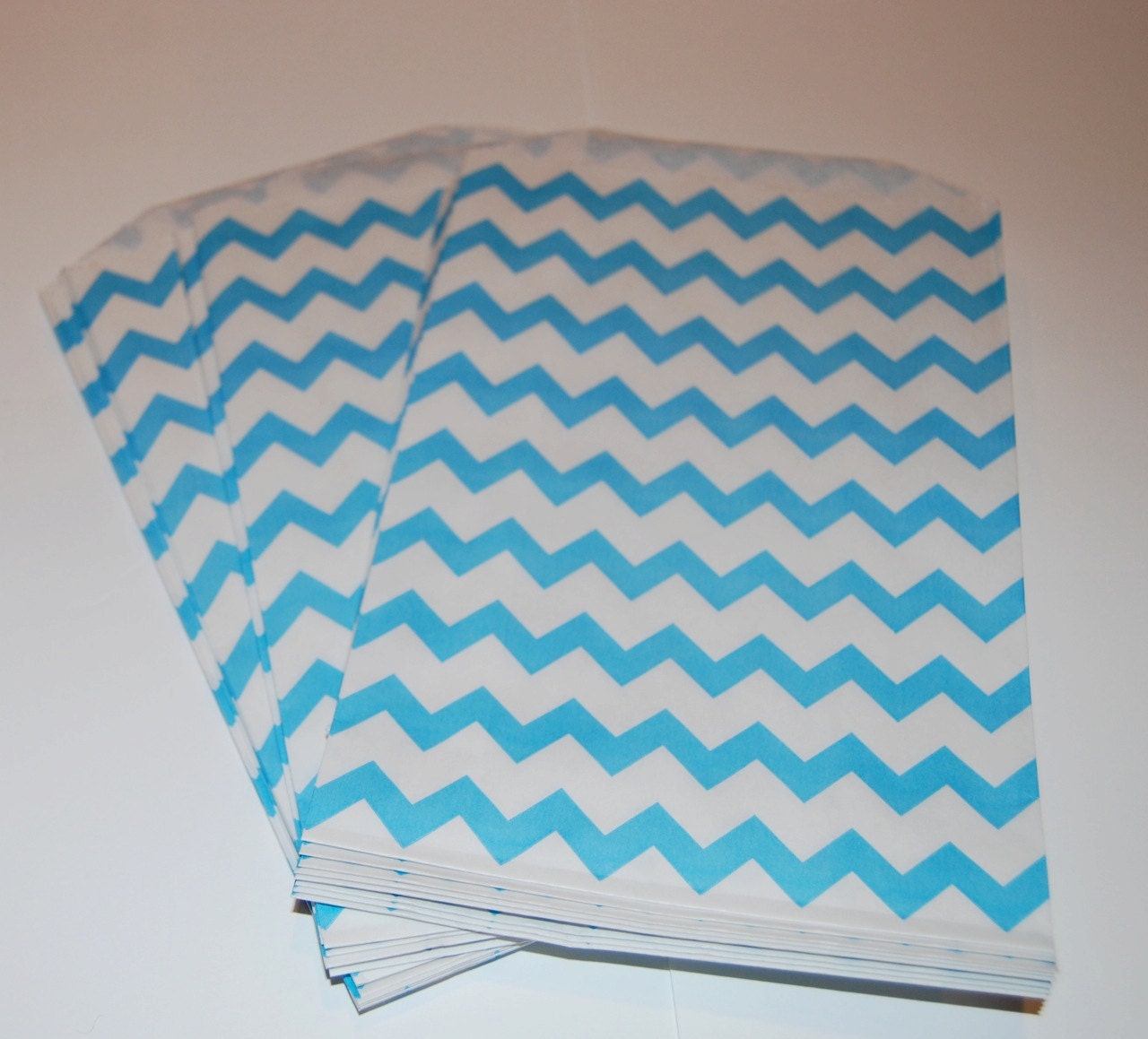 Party Favor Bags - Blue Chevron Paper Treat Bags - Bakery Bags 7x5 medium size - You choose color - 20 count
