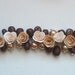 Coffee rose jewelry set- Pearl braclet and earrings - Handmade jewelry