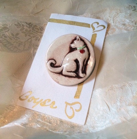 Sweet Kitty Brooch Estate Vintage Pin Designer Gay Boyer