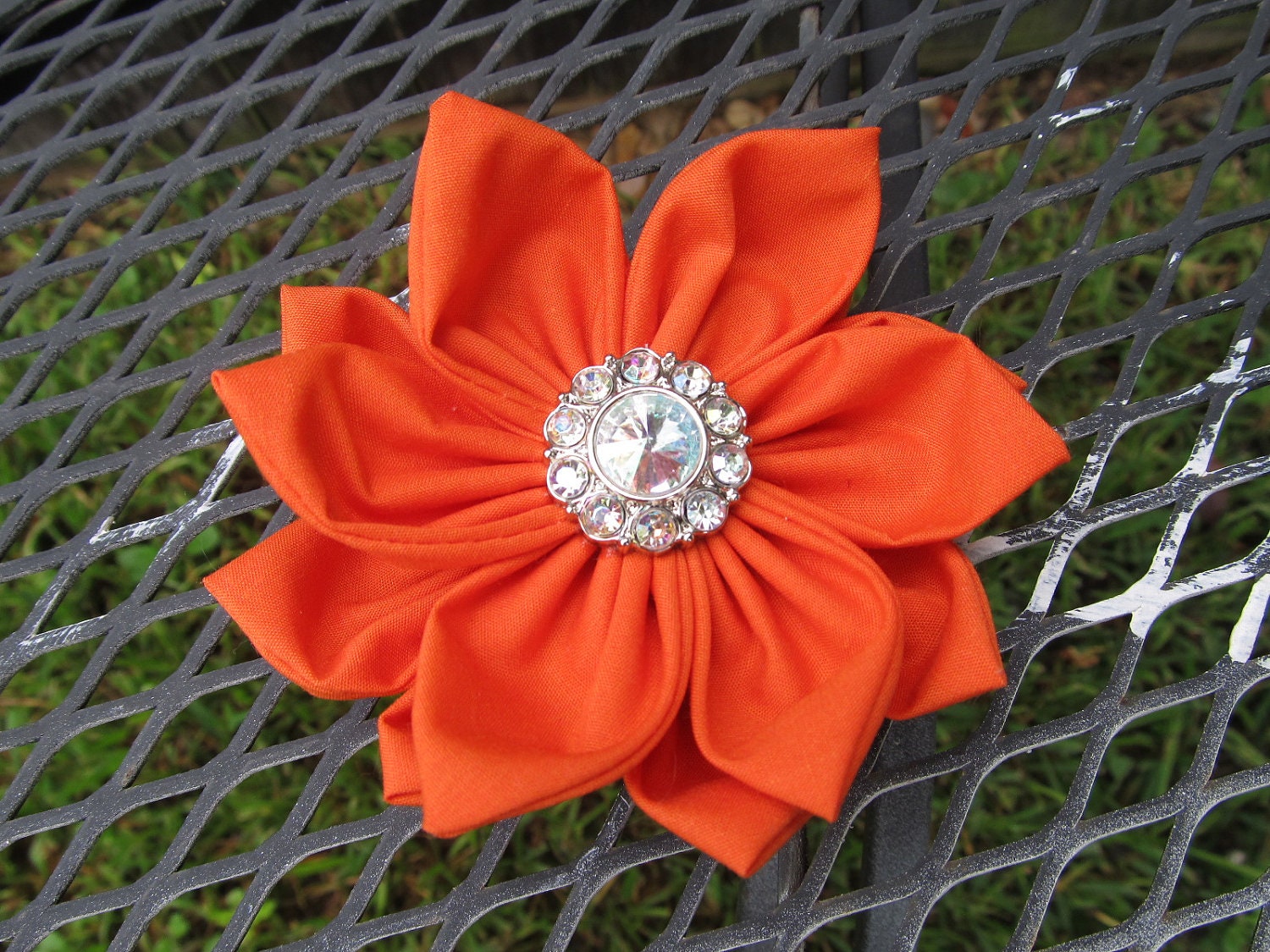 Dog Collar Flower - Orange Petal Flower - Halloween dog flower, Halloween dog accessory