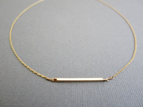 Bar Necklace, Simple Gold necklace, Dainty everyday necklace, Minimal Modern Jewelry.