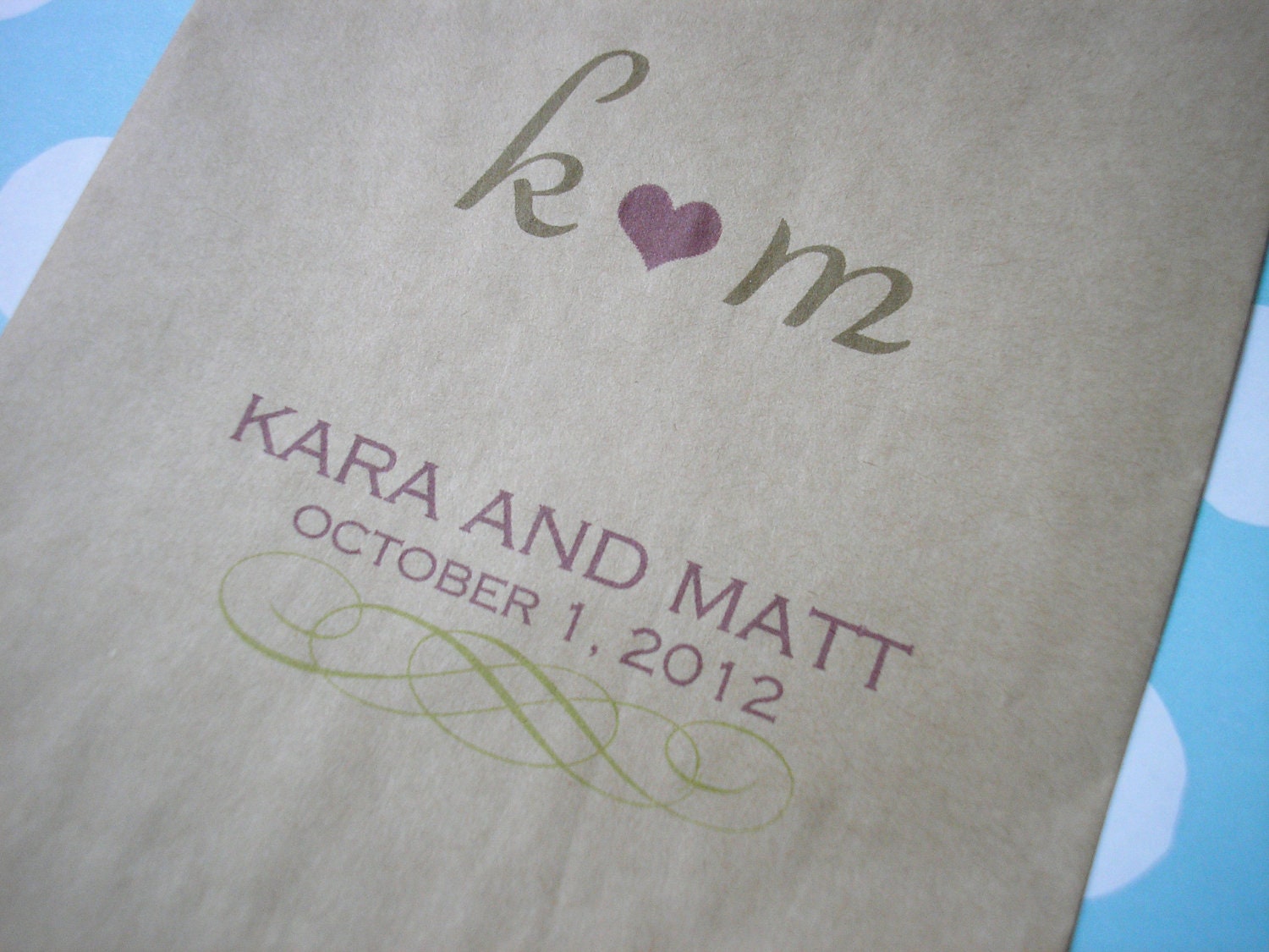 50 Heart Initial Brown Kraft Favor Bags - Custom Wedding Favor Candy Buffet Lolly Bar - Contact for Other Quantities