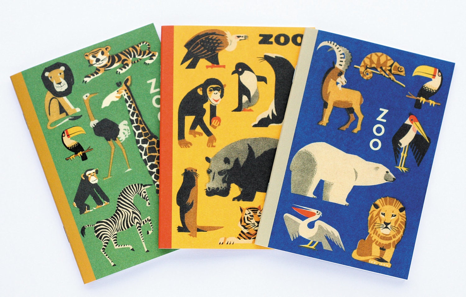 ZOO notebook set - pack of three different ruled notebooks