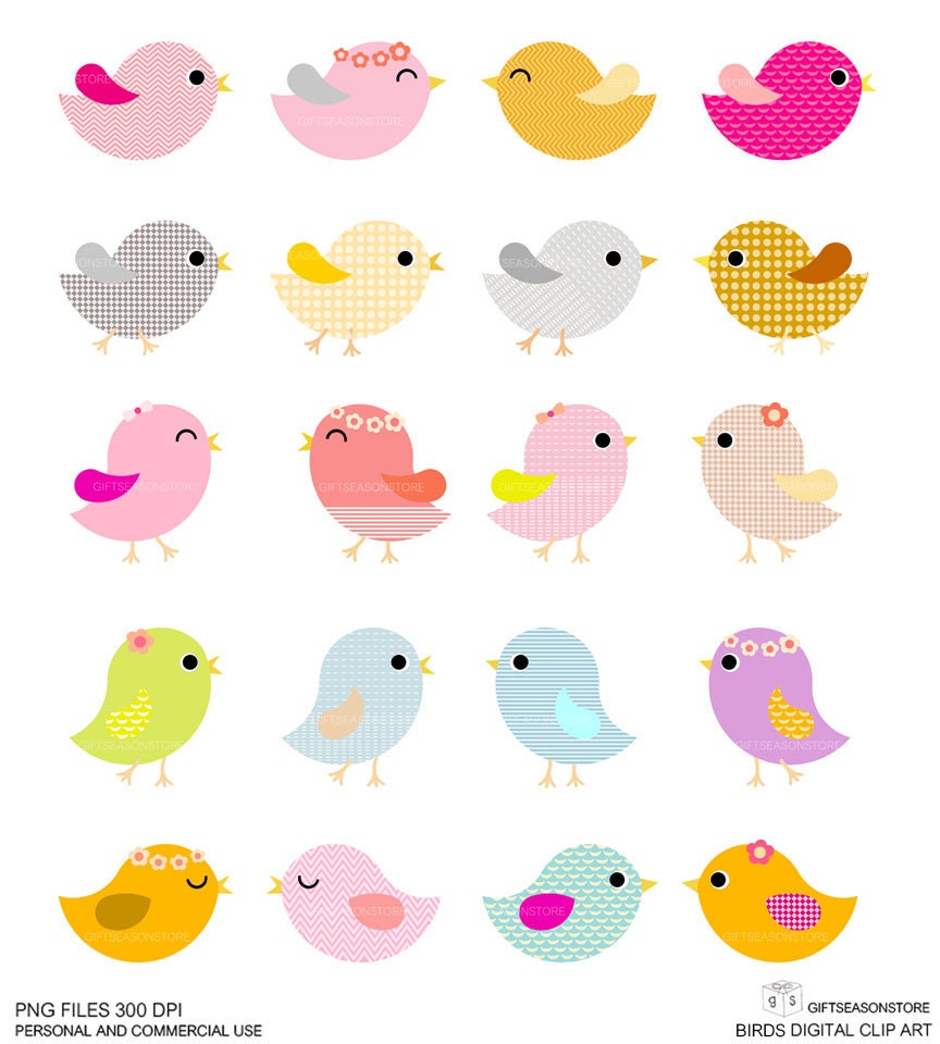 20 Birds Digital clip art for Personal and Commercial use - INSTANT DOWNLOAD