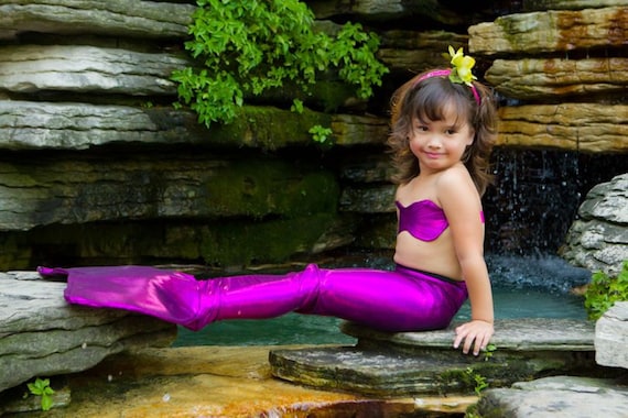 Mermaid Costume - Custom Mermaid Tail for Little Girls size 5-7 pink purple - ApplejackApparel