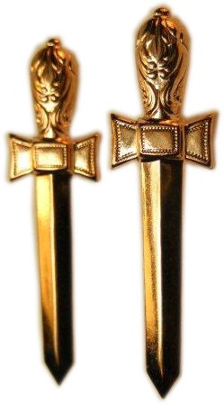 Swashbuckler Collection: Stunning Pirate Sword Earrings Rose Pink Gold gild