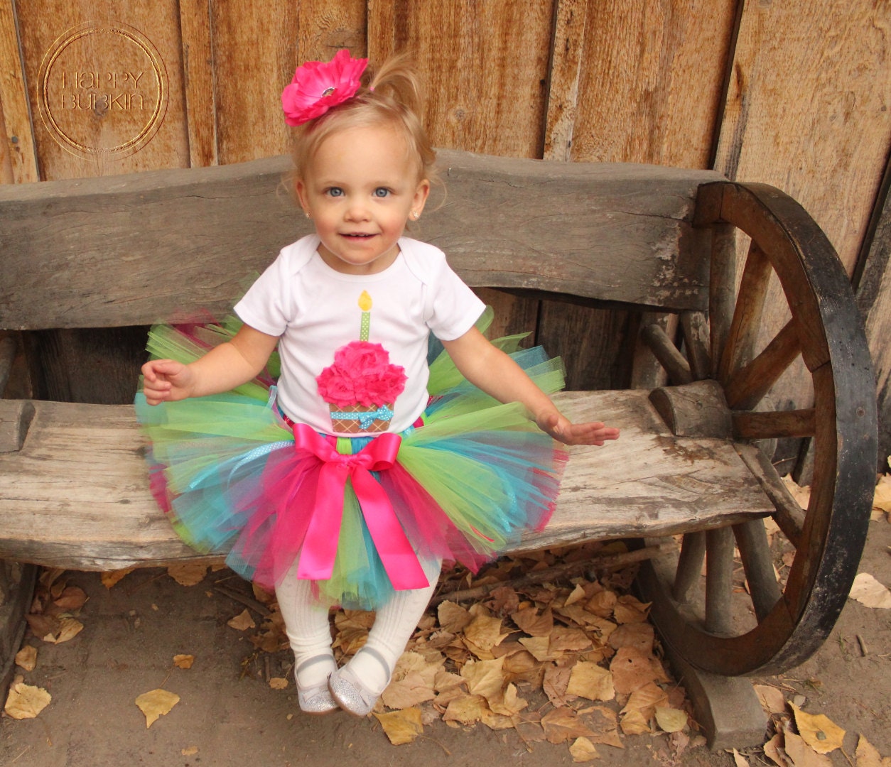 DISCO DIVA SET--Birthday Girl Tutu Skirt and Cupcake Onesie Set with Free Flower Clip, Newborn,1st, 2nd, 3rd, 4th, 5th Birthday