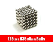 125pcs 5mm Balls Neodymium Rare Earth Magnets Neo Cube Magnet NeoCube Buckyballs N35