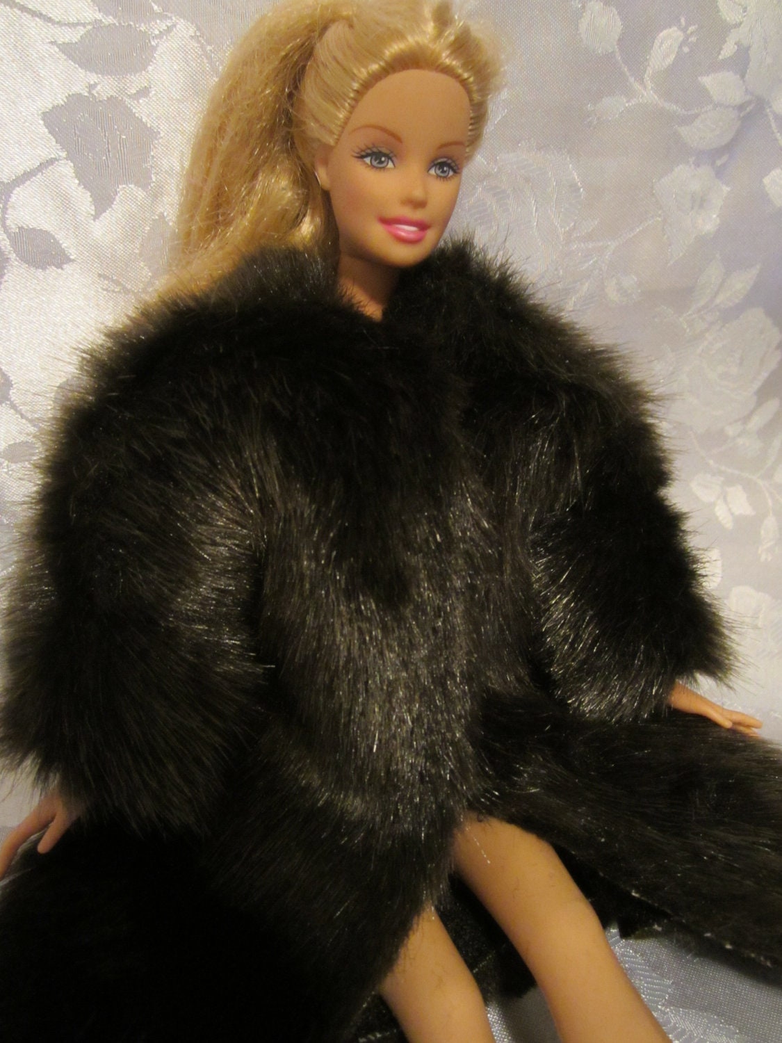 Barbie doll Fashion doll brown mink faux fur coat