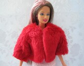 Christmas red faux fur shrug jacket for Barbie dolls