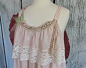 Women's Upcycled Clothing / Cottage Chic Tunic / Eco Ladies Clothes /  Pink Frock