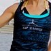 SUP Warrior done in vintage looking silk screen on a black burnout workout tank top