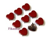 10mm 100pcs Red polished heart studs / HIGH Quality - Fikashop