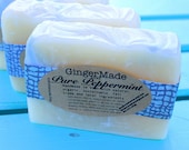 Pure Peppermint essential oil bar soap. Vegan. Cooling. Natural. Olive Oil.