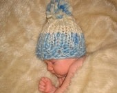 Hats & Bonnets- Kids - Baby and Toddler - Knit Baby Hat - Blue Baby Boy - Newborn Photo Prop - Soft Natural Hat - Bulky Yarn - Accessories