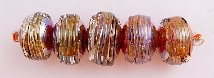Item 3016 Silver glass blown hollows, set of 5 soft glass beads