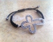Knot macrame bracelet with rhinestone Cruz. bracelet for women.
