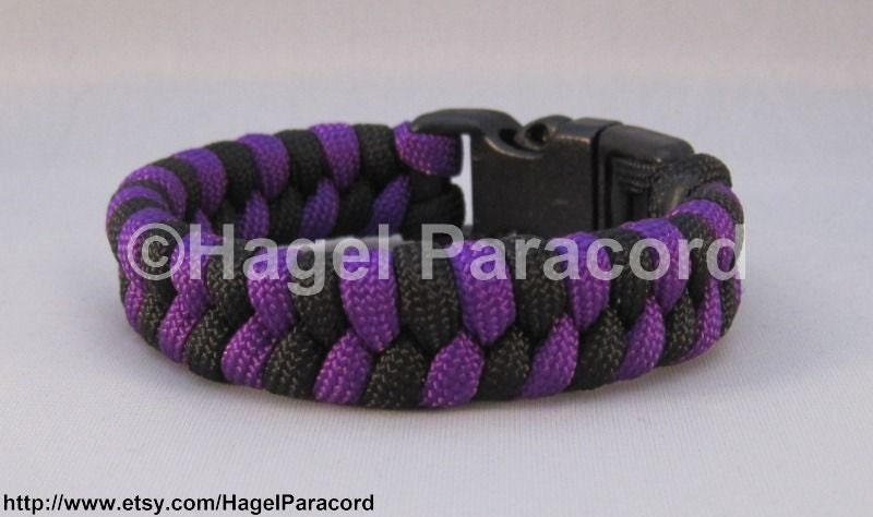 Neon Purple and Black fish tail paracord bracelet