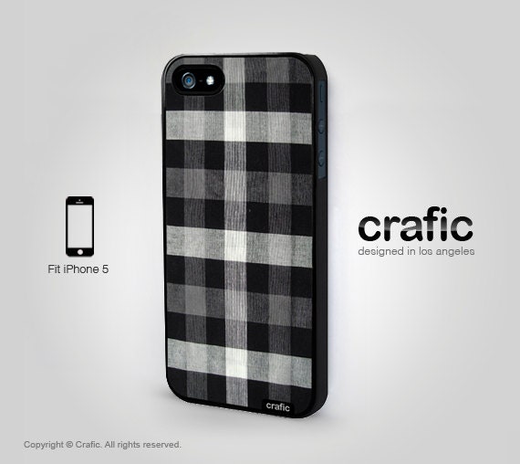 iPhone 5 Case - Gray Checker Fabric Print