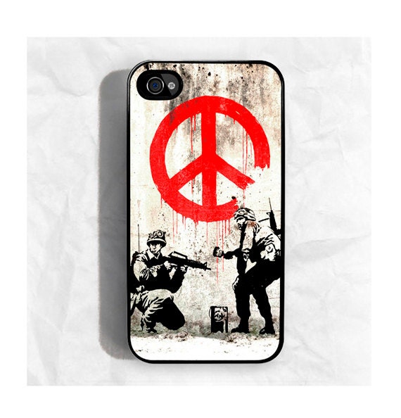 Banksy Peace Soldiers iPhone Hard Case / Fits iPhone 4, 4s