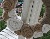Jute Yarn Wreath/Everyday/Winter/Spring/Summer/Winter/Fall/Wedding/Burlap Flowers/Roses/Mothers Day