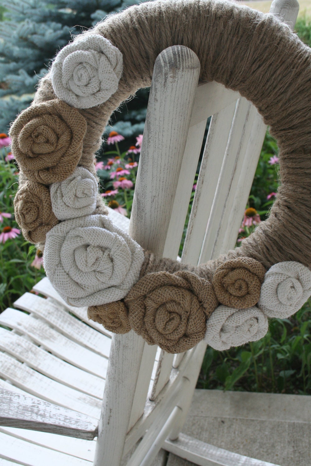 Jute Yarn Wreath/Everyday/Winter/Spring/Summer/Winter/Fall/Wedding/Burlap Flowers/Roses/Mothers Day