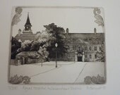Vintage Etching - 1985 Historical Etching - Vintage Art - Vintage Home Decor