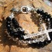 MIDNIGHT...Black crystal Multi-strand Rhinestone Sideways Cross Bracelet