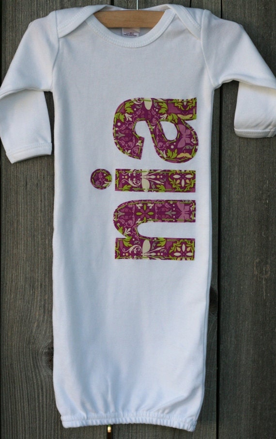 Hand Appliqued Personalized Infant Baby Girl Gown