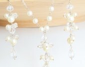 bridesmaids jewelry set clear crystal drop glass pearl earrings necklace wedding jewelry bridal jewelry crystal pearl jewelry set