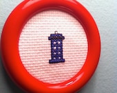 Miniature Tardis Framed Cross Stitch