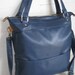 Handmade leather (vegan) tote handbagg in navy blue/ Blue leather tote purse/Laptop tote bag/Leather messenger laptop bag/shoulder bag