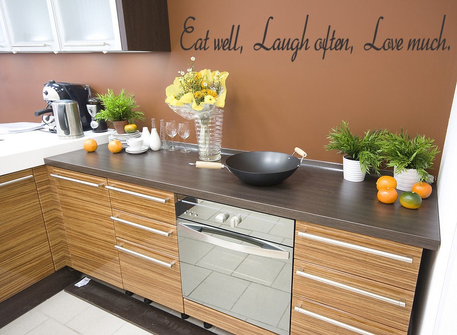 Eat Well Laugh Often Love Much Vinyl Wall Decal Quote Words Sticker Kitchen Border (225)