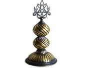 Islamic architectural detail Alem ornament decorative FINIAL vintage hammered brass TABLE sculpture CALLIGRAPHY topper Oriental home decor
