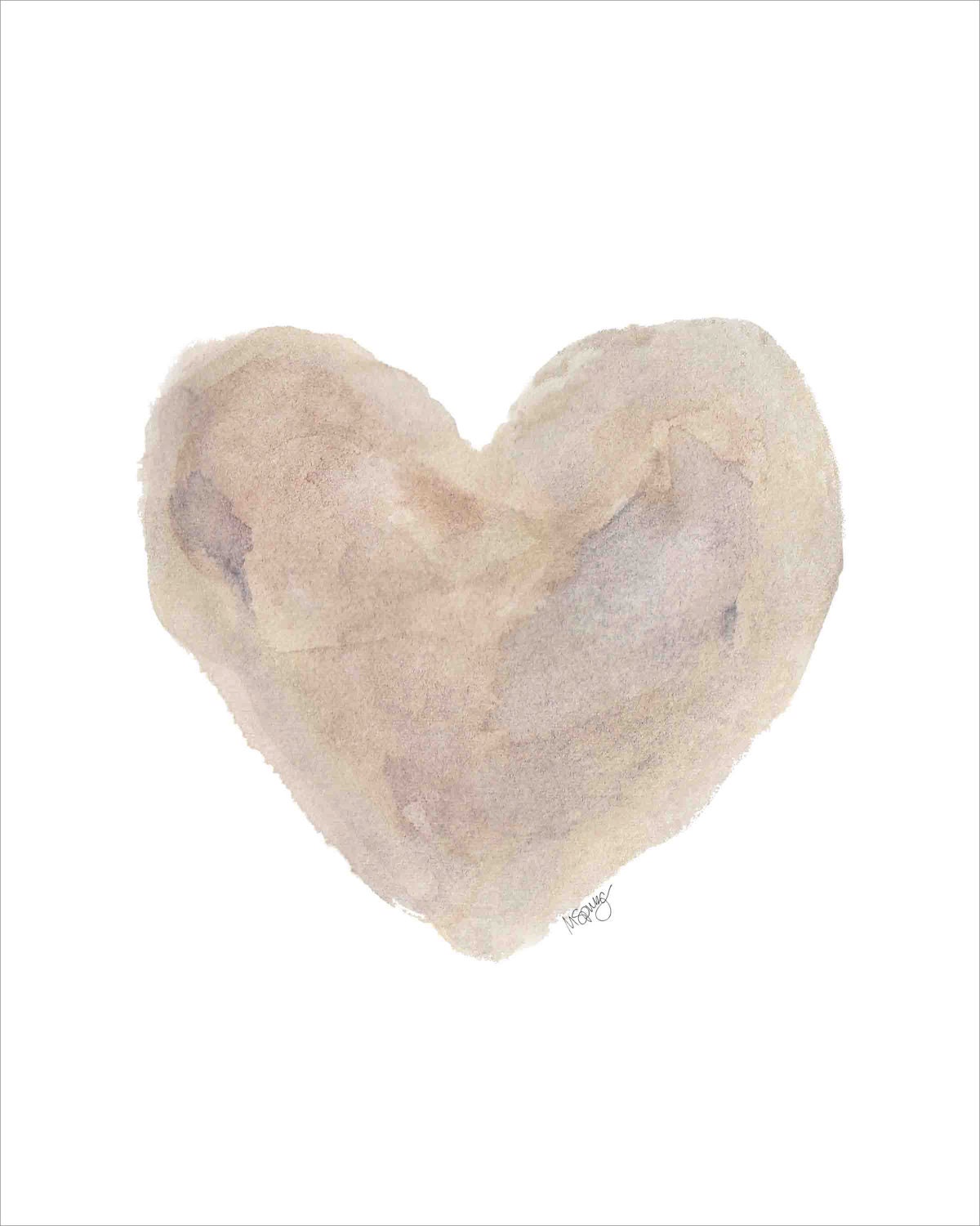 Lavender Heart Print from Original Watercolor Painting  Love Inspirational Natural French Country Shabby Chic Style Cottage