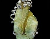 Wavelite and Sterling Silver Pendant with 14K Gold boule