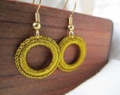 Minimalist earring gold tone metallic thread