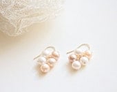 cluster pearls earrings - sterling silver or gold filled - simple delicate handmade jewelry by fancy lemon