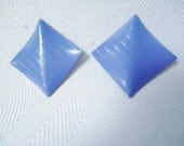 Pair of Vintage Square Shaped Light Purple Ridged 70s Handmade Studs / 1 inch width and height