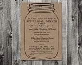 PRINTED Mason Jar  Rehearsal Dinner Invitations - set of 20