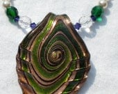 Fashion Necklace- White and Emerald Green Necklace- Elven Necklace