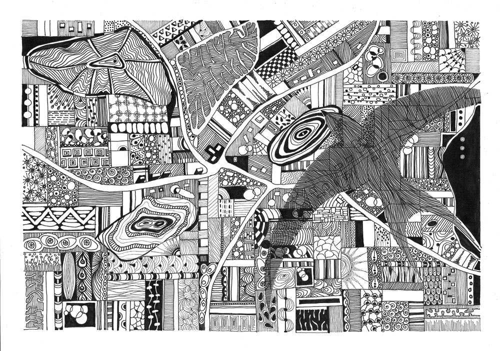 Fly Above - print of original ink pen drawing