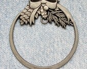 Pewter Christmas or Yule Ornament- Wreath, Pine and Holly, Add Beads, Charms, Photos or Use As Is