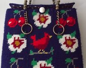 VTG Blue Cross Stitched P...