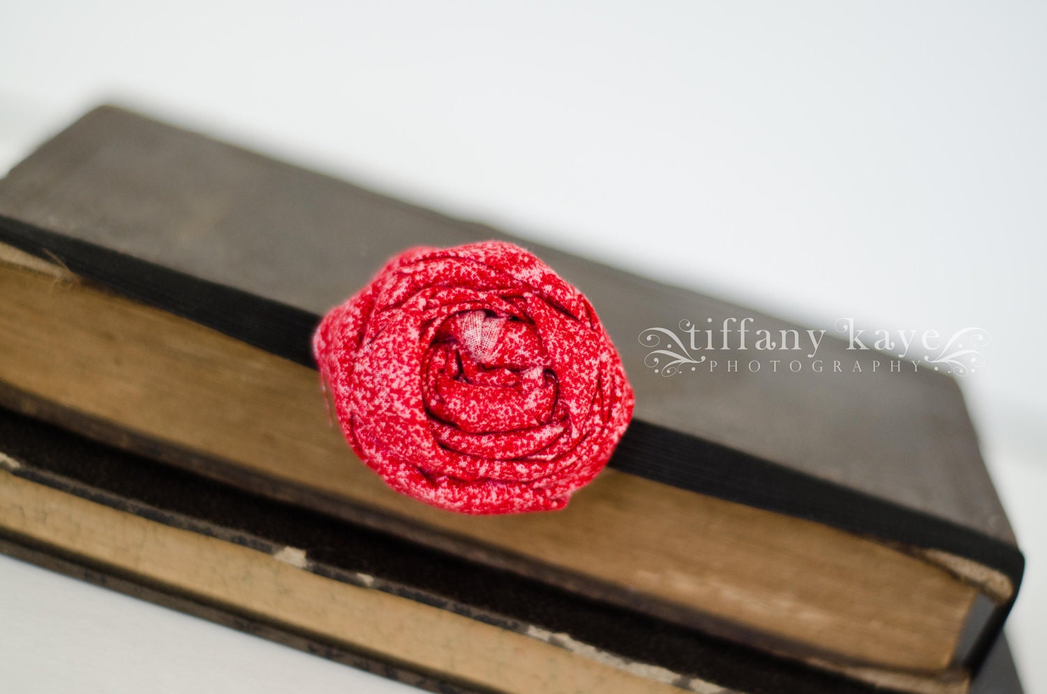 Red Fabric Flower Rosette with Black Headband